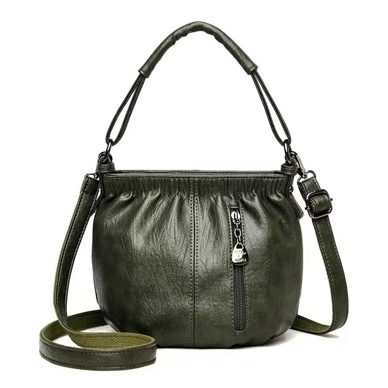 Retro Pleated Design Bucket Bag Fashion All-match Shoulder Messenger Bags For Women Handbag Retro Pleated Design Bucket Bag Fashion All-match Shoulder Messenger Bags For Women Handbag